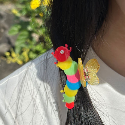 Baby Rainbow Caterpillar Hair Claw